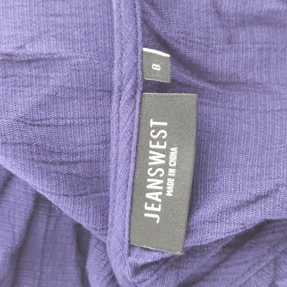 Jeanswest Top Size 8 Navy Blue 3/4 Sleeves Round Neck Tie-up Front Hi-Low Hem - Picture 13 of 14